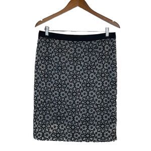 Halogen grey embroidered overlay Floral pencil Skirt size 10 retro 90s vibe